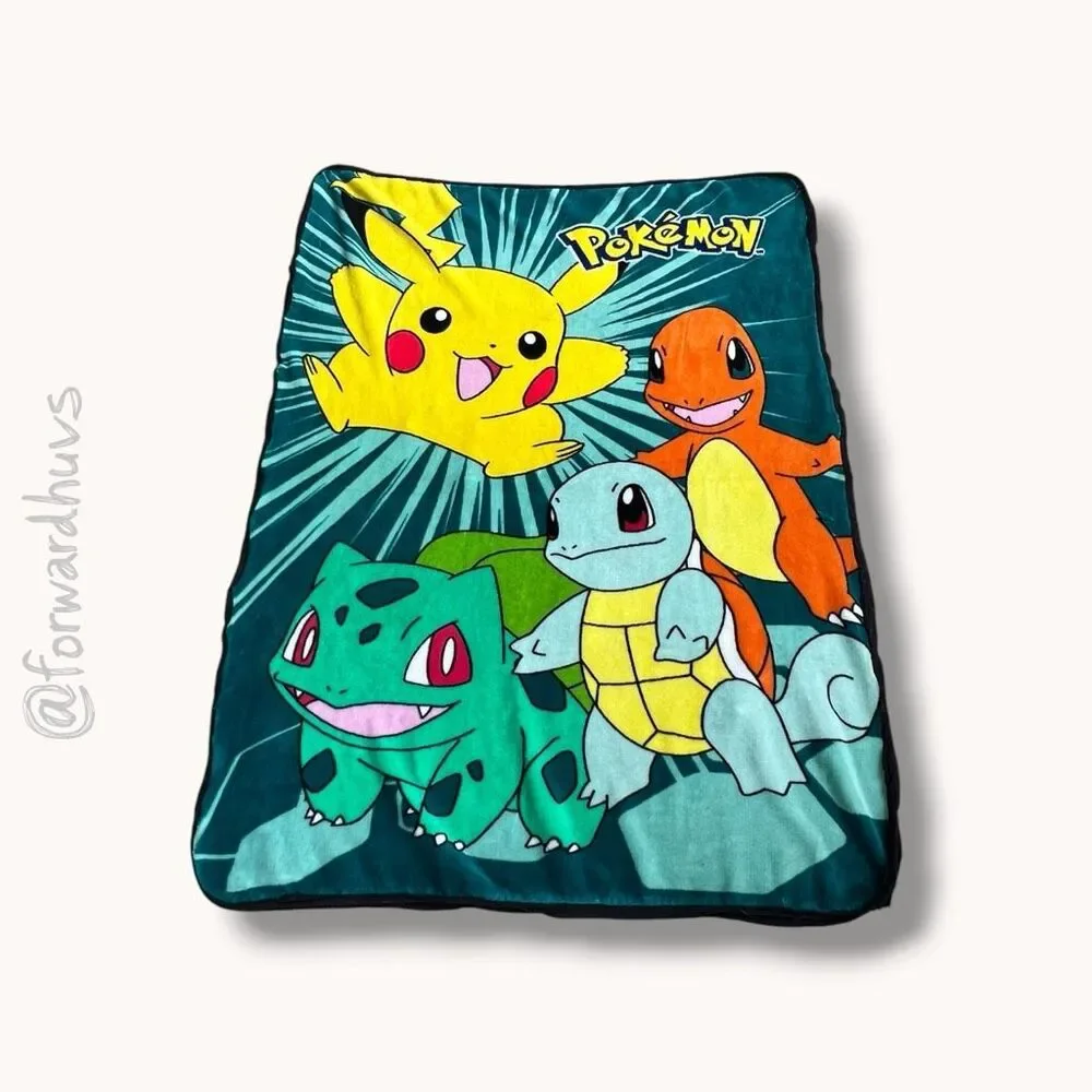 Pokemon Pikachu Charmander Squirtle Bulbasaur Plush Throw Blanket Edge Damage